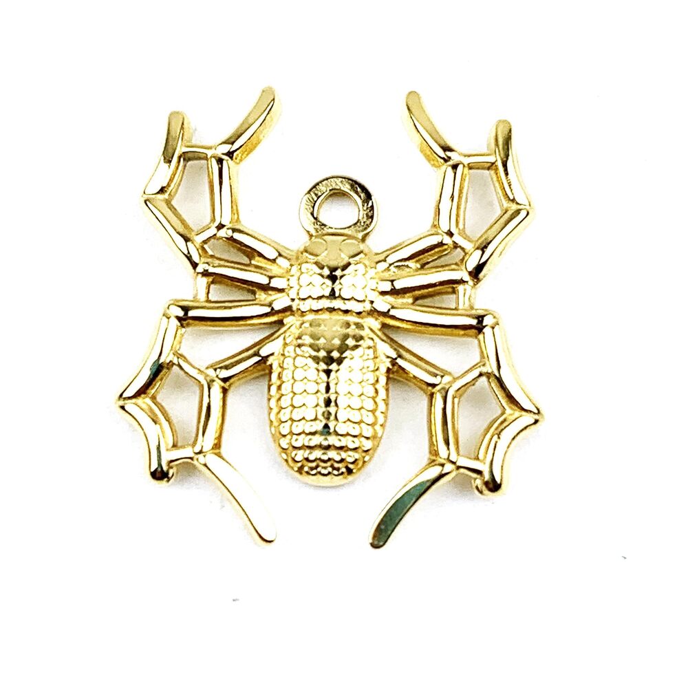 6806 5PC Gold Stainless Steel Halloween Spider Charms Pendants